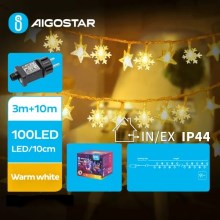 Aigostar - LED Zewnętrzny łańcuch świąteczny 100xLED/8 funkcje 13m IP44 ciepła biel