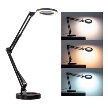 Brilagi - LED Ściemnialna lampa stołowa ze szkłem powiększającym LED/12W/5V 3000/4200/6000K czarna