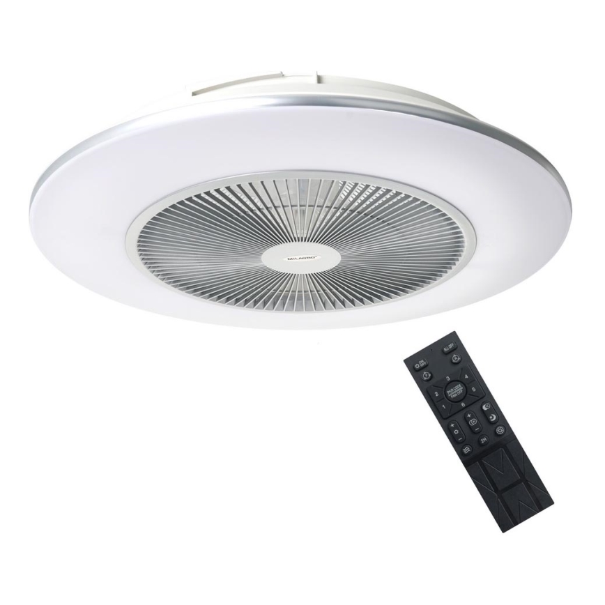 LED Ściemniany plafon z wentylatorem ARIA LED/38W/230V srebrny+pilot