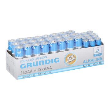 12 szt. Bateria alkaliczna AAA/LR03 1,5V + 24 szt. Bateria alkaliczna AA/LR6