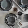 16-częściowy zestaw obiadowy, szary, porcelanowy