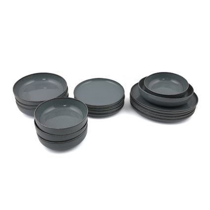 16-częściowy zestaw obiadowy, szary, porcelanowy