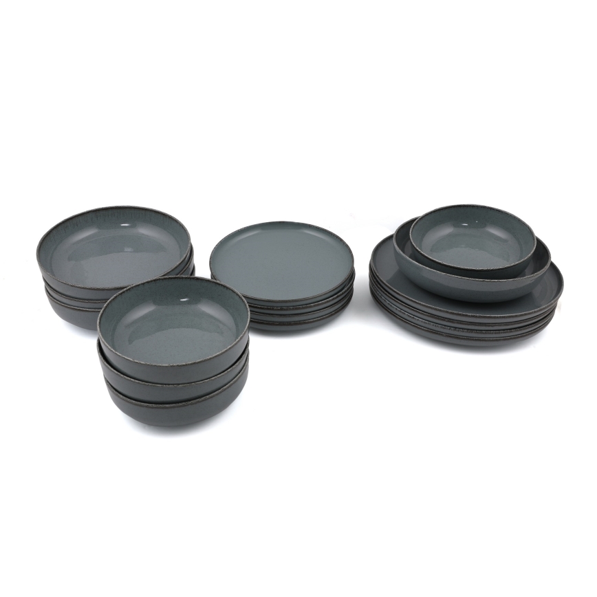 16-częściowy zestaw obiadowy, szary, porcelanowy