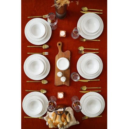 18-częściowy biały komplet obiadowy z porcelany