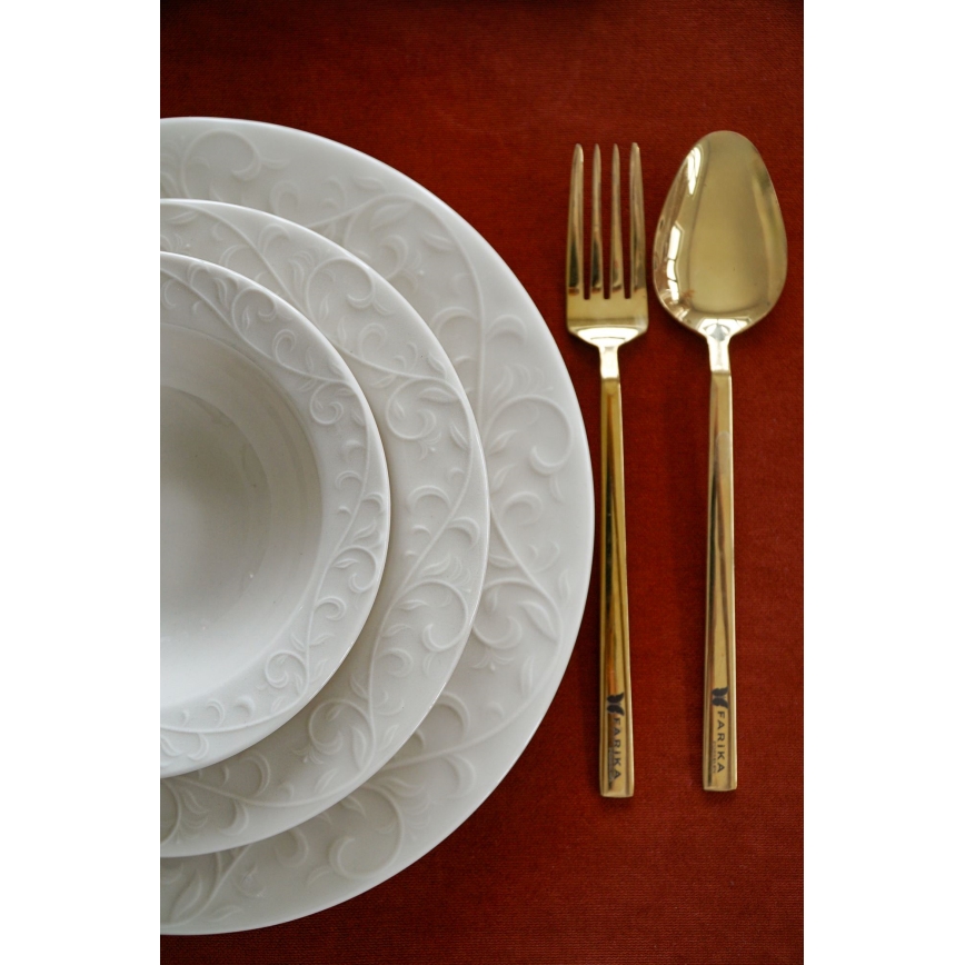 18-częściowy biały komplet obiadowy z porcelany