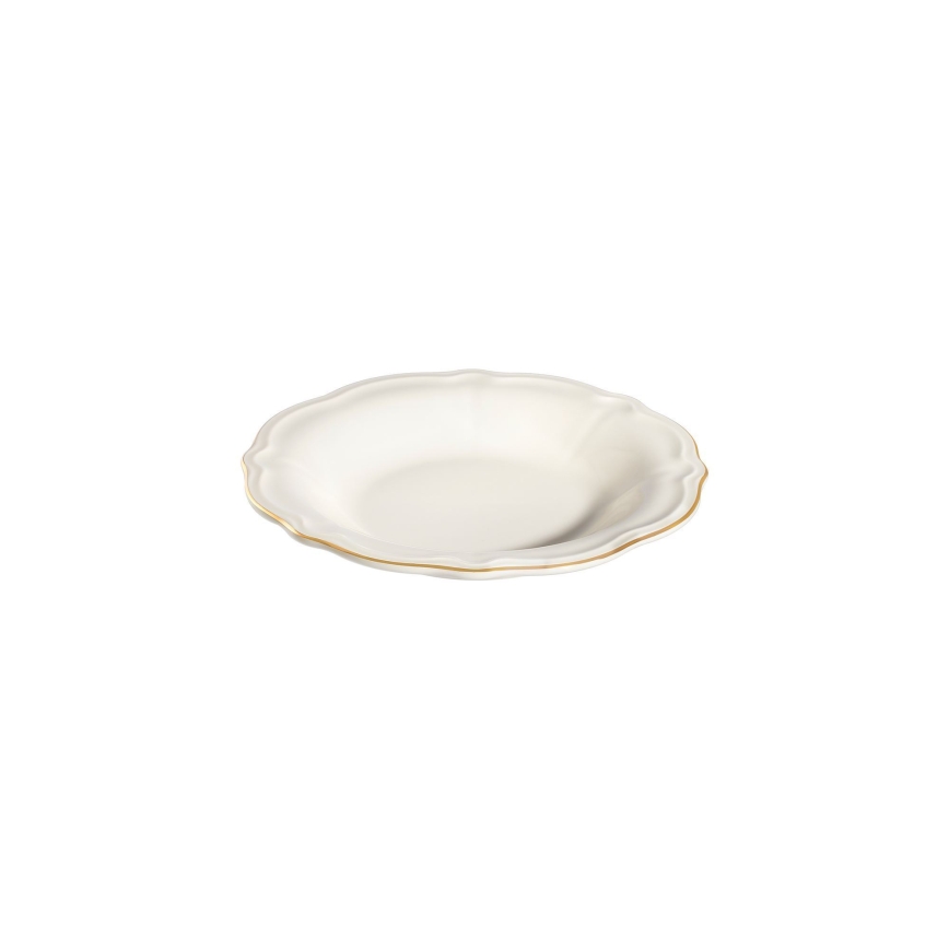 18-częściowy porcelanowy zestaw obiadowy, biały/złoty