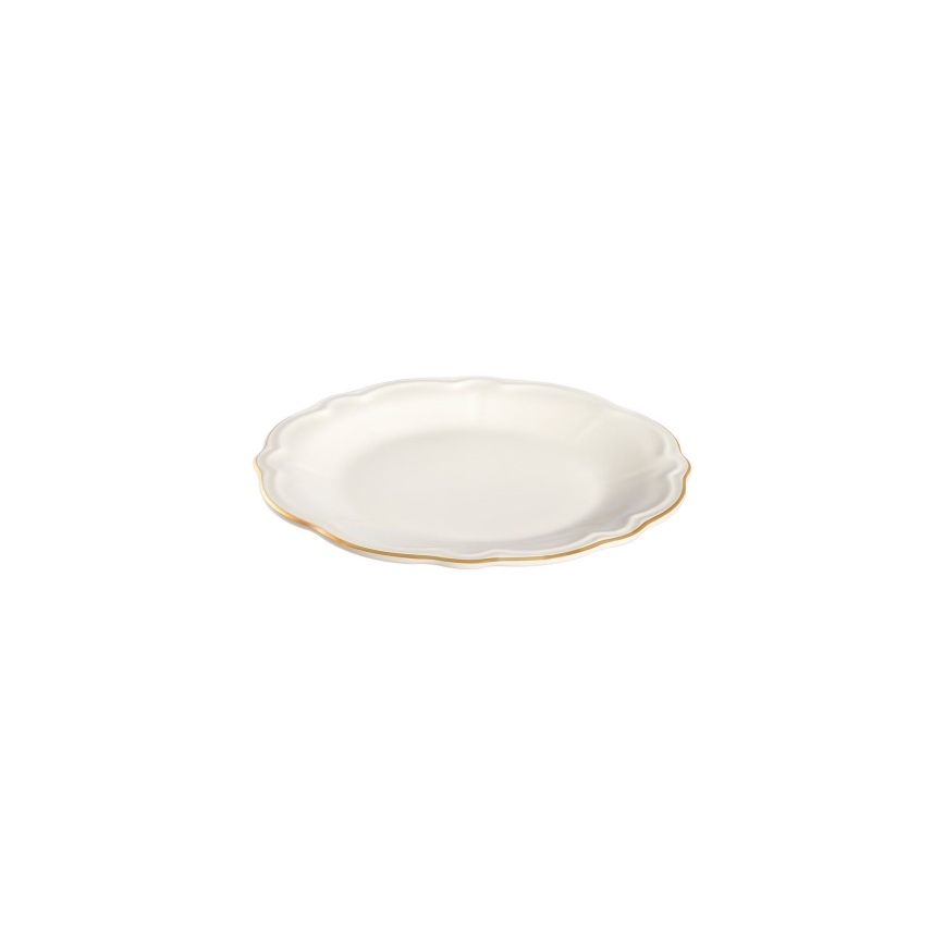 18-częściowy porcelanowy zestaw obiadowy, biały/złoty