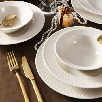18-częściowy zestaw obiadowy, biały, porcelana