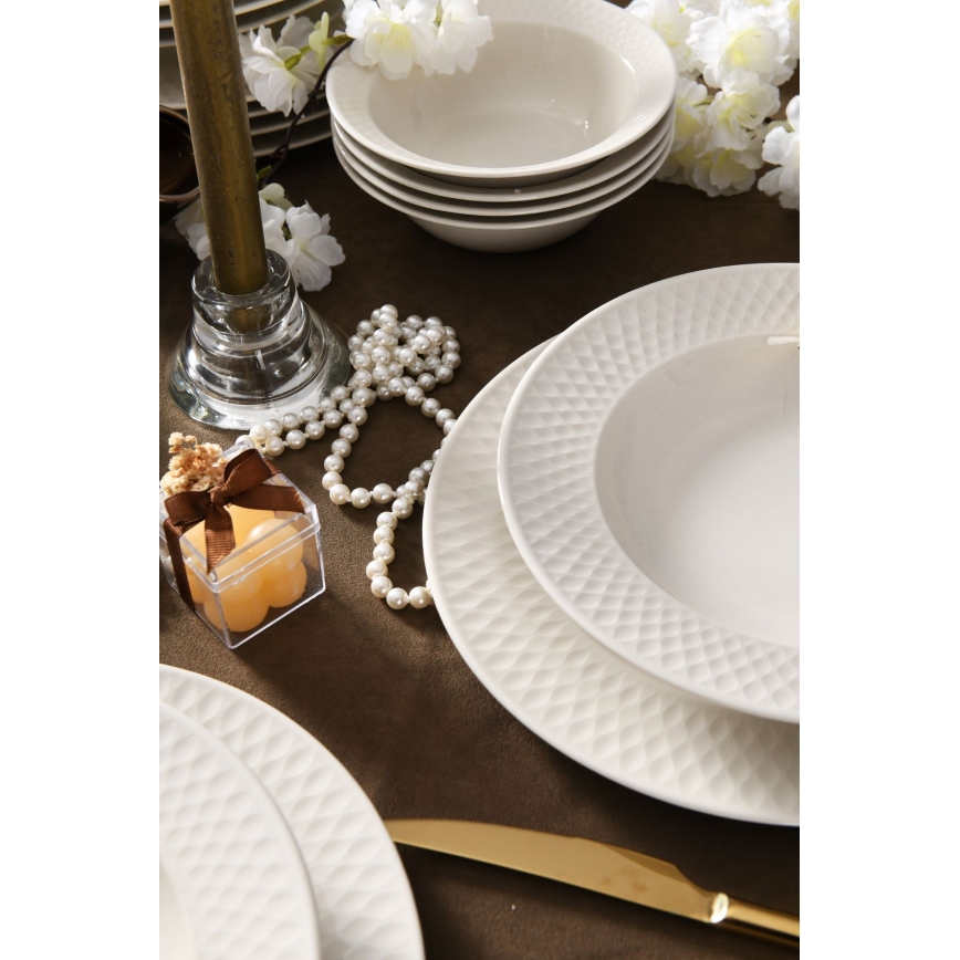 18-częściowy zestaw obiadowy, biały, porcelana
