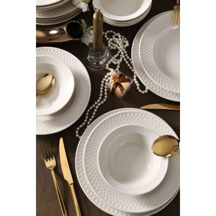 18-częściowy zestaw obiadowy, biały, porcelana