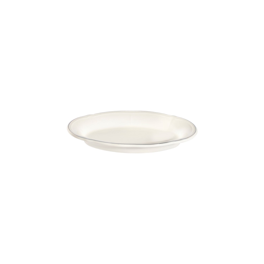 18-częściowy zestaw obiadowy kremowy/srebrny/porcelana