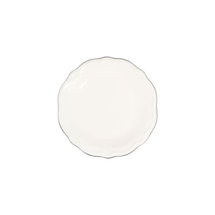 18-częściowy zestaw obiadowy kremowy/srebrny/porcelana