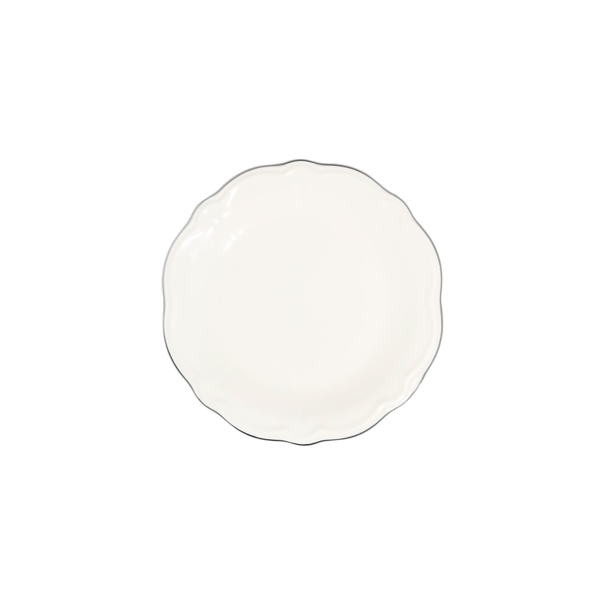 18-częściowy zestaw obiadowy kremowy/srebrny/porcelana