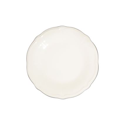18-częściowy zestaw obiadowy kremowy/srebrny/porcelana