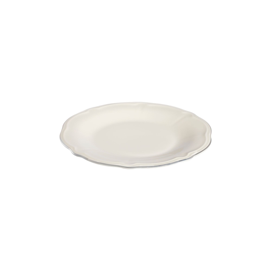 18-częściowy zestaw obiadowy kremowy/srebrny/porcelana