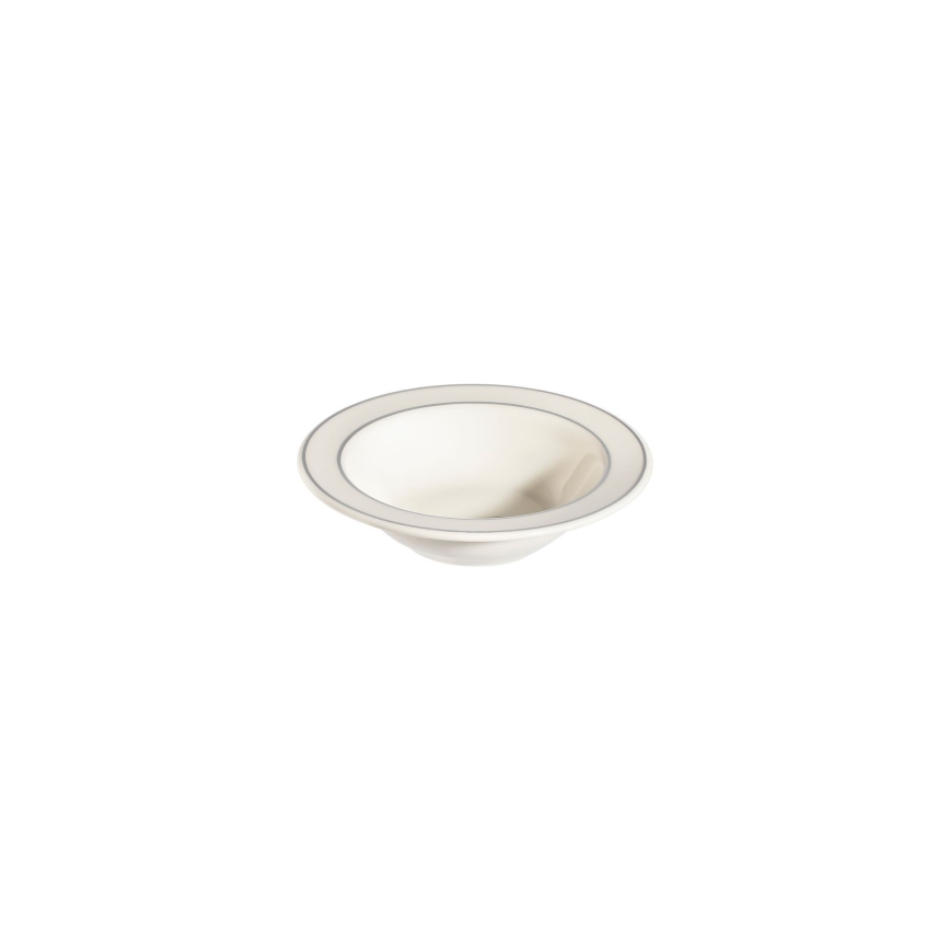 18-częściowy zestaw obiadowy kremowy/srebrny/porcelanowy