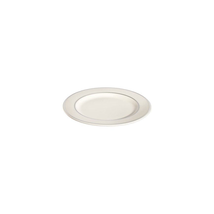 18-częściowy zestaw obiadowy kremowy/srebrny/porcelanowy