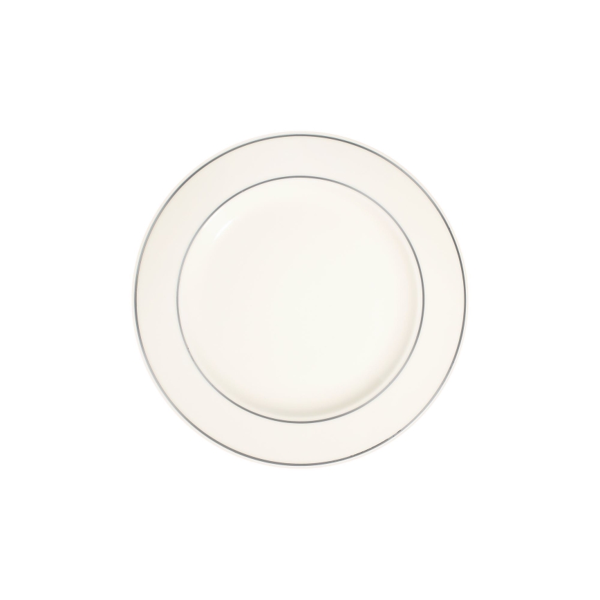 18-częściowy zestaw obiadowy kremowy/srebrny/porcelanowy
