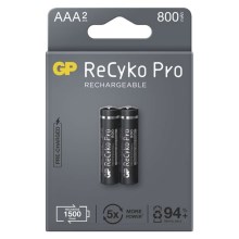 2 pcs Bateria do ponownego naładowania GP AAA ReCyko Pro NiMH/1,2V/800 mAh