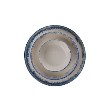 24-częściowy porcelanowy zestaw obiadowy, biały/niebieski