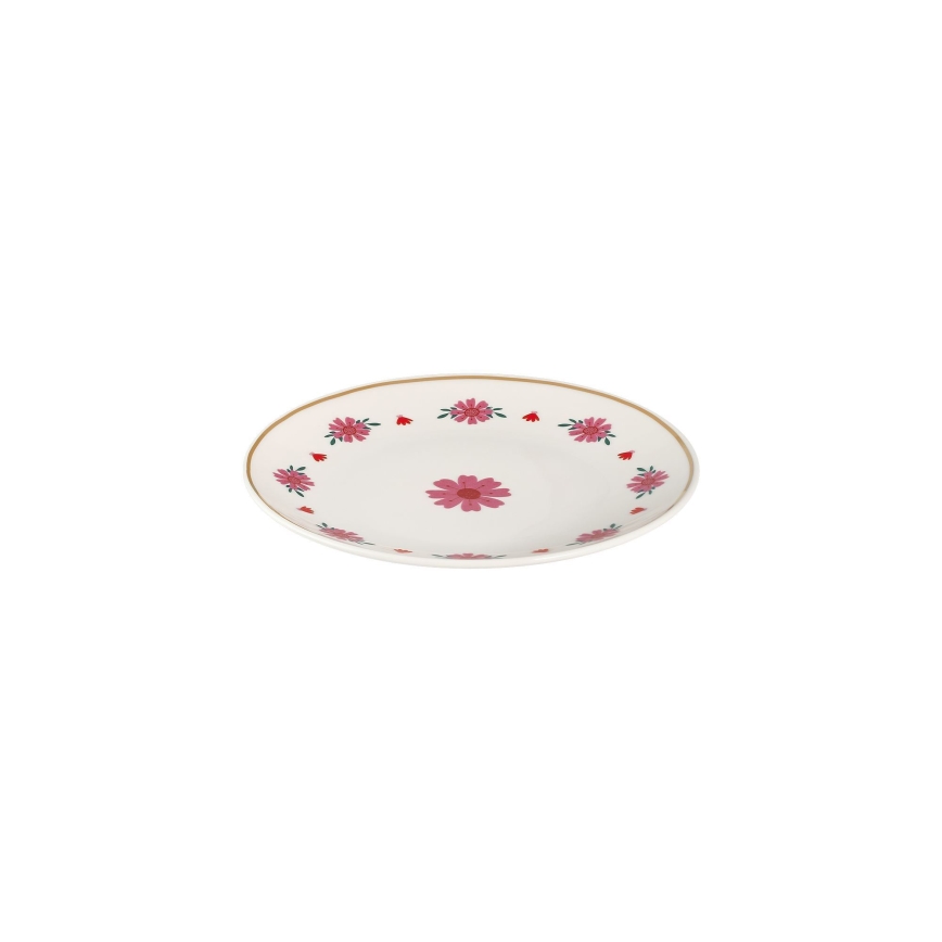 24-częściowy zestaw obiadowy biały/czerwony/zielony/porcelana