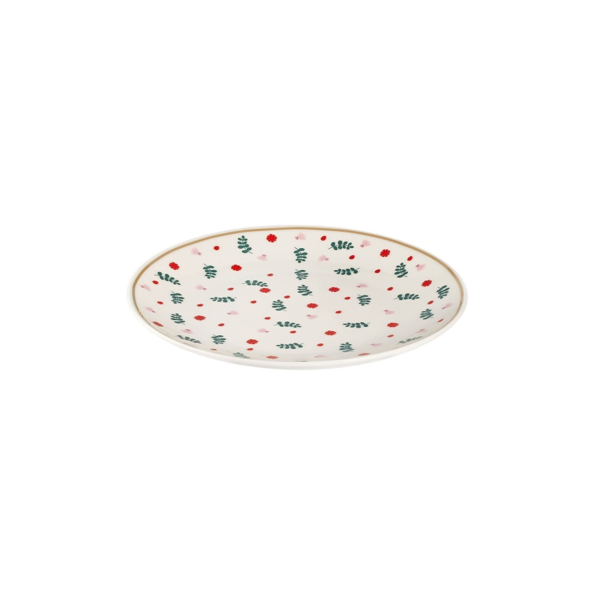 24-częściowy zestaw obiadowy biały/czerwony/zielony/porcelana
