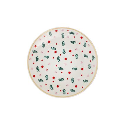 24-częściowy zestaw obiadowy biały/czerwony/zielony/porcelana