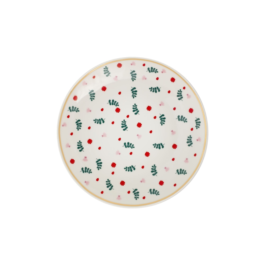 24-częściowy zestaw obiadowy biały/czerwony/zielony/porcelana