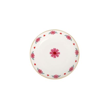 24-częściowy zestaw obiadowy biały/czerwony/zielony/porcelana