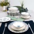 24-częściowy zestaw obiadowy biały/niebieski/porcelana