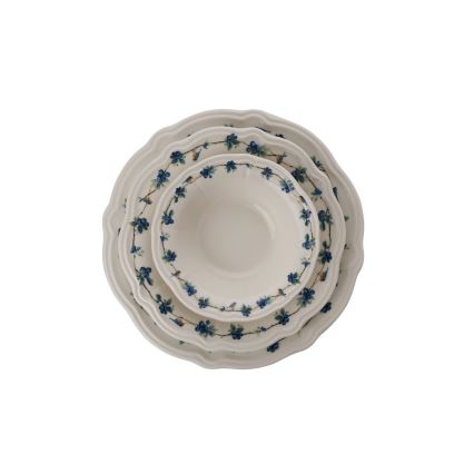 24-częściowy zestaw obiadowy, biały/niebieski, porcelana
