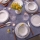 24-częściowy zestaw obiadowy, biały/niebieski, porcelana