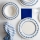 24-częściowy zestaw obiadowy, biały/niebieski, porcelana