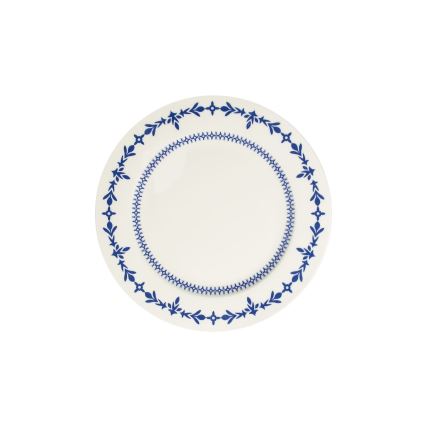 24-częściowy zestaw obiadowy, biały/niebieski, porcelana