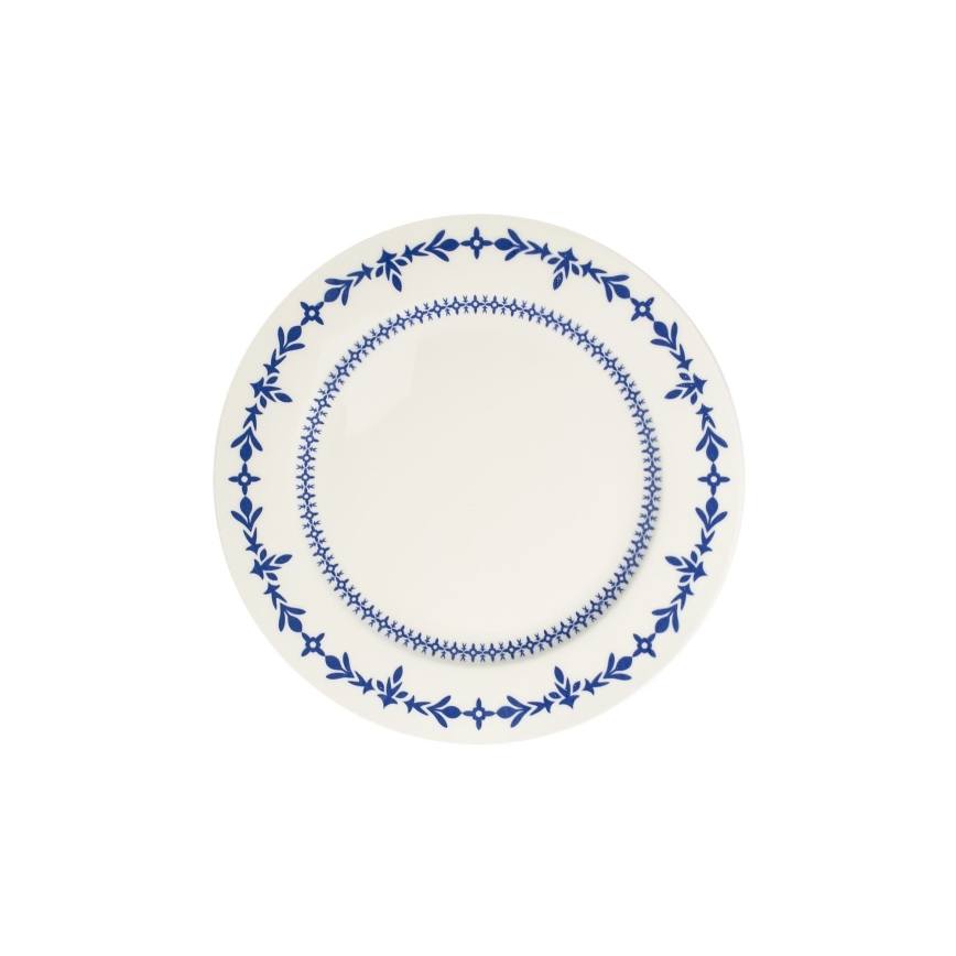 24-częściowy zestaw obiadowy, biały/niebieski, porcelana