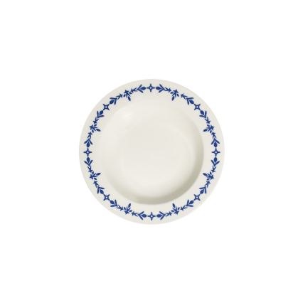24-częściowy zestaw obiadowy, biały/niebieski, porcelana