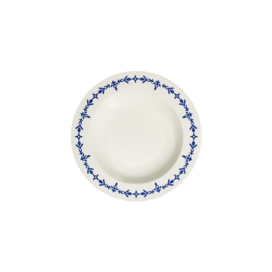 24-częściowy zestaw obiadowy, biały/niebieski, porcelana