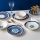 24-częściowy zestaw obiadowy, biały/niebieski/złoty, porcelana