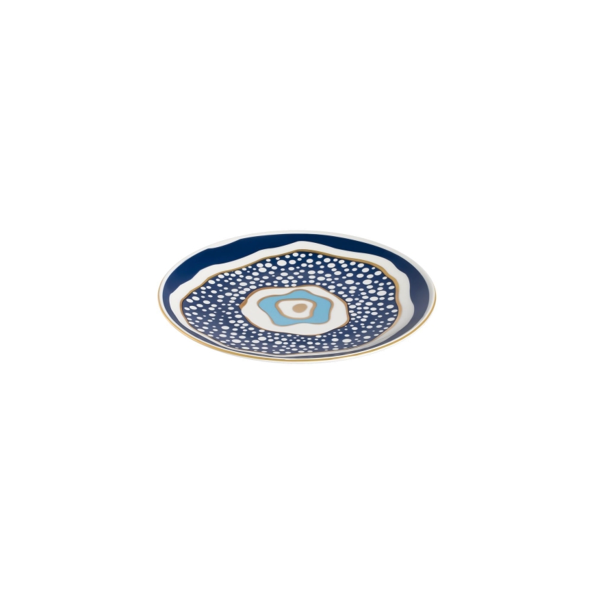 24-częściowy zestaw obiadowy, biały/niebieski/złoty, porcelana