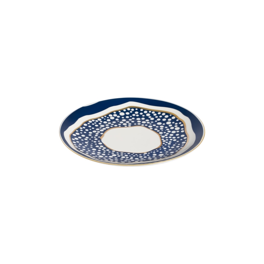 24-częściowy zestaw obiadowy, biały/niebieski/złoty, porcelana