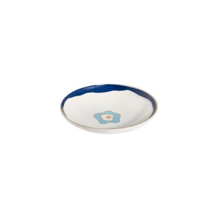 24-częściowy zestaw obiadowy, biały/niebieski/złoty, porcelana
