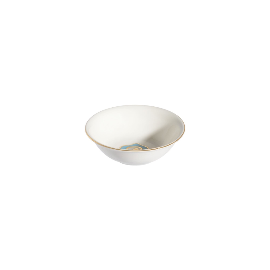 24-częściowy zestaw obiadowy, biały/niebieski/złoty, porcelana