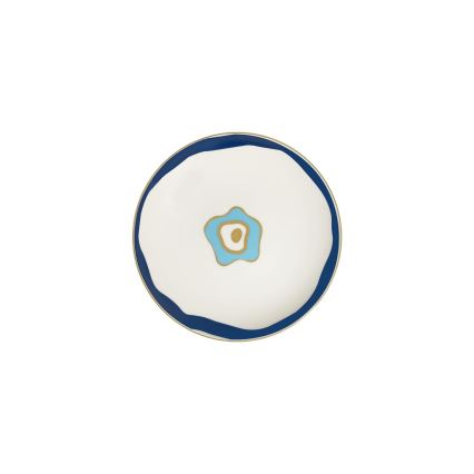 24-częściowy zestaw obiadowy, biały/niebieski/złoty, porcelana