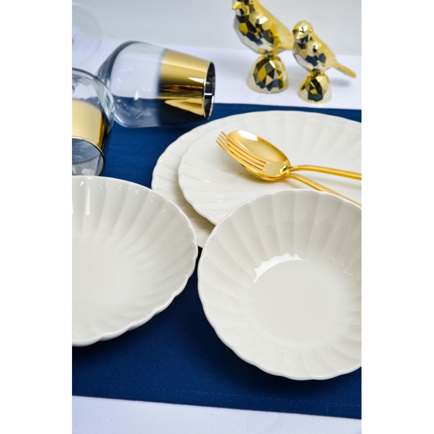 24-częściowy zestaw obiadowy, biały, porcelanowy