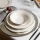 24-częściowy zestaw obiadowy, biały/srebrny/porcelana
