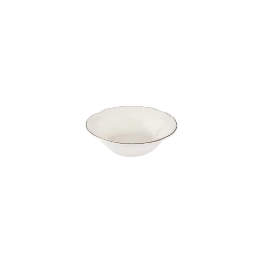 24-częściowy zestaw obiadowy, biały/srebrny/porcelana