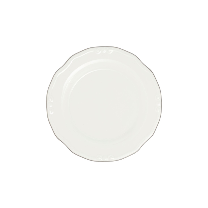24-częściowy zestaw obiadowy, biały/srebrny/porcelana