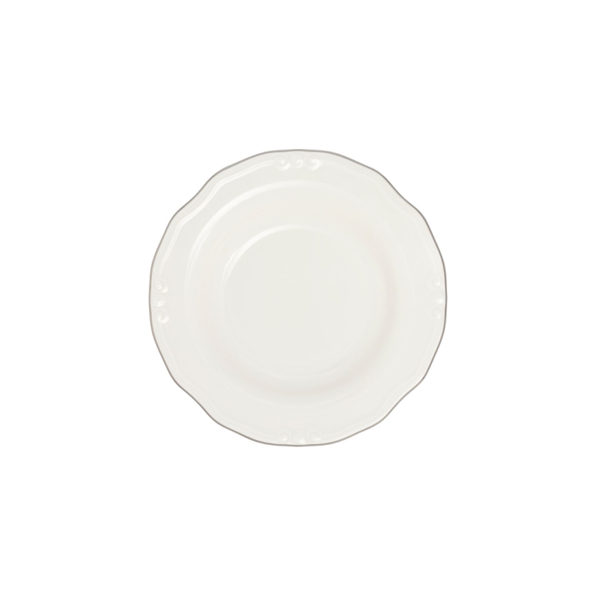 24-częściowy zestaw obiadowy, biały/srebrny/porcelana