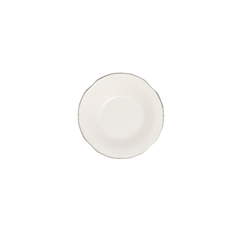 24-częściowy zestaw obiadowy, biały/srebrny/porcelana