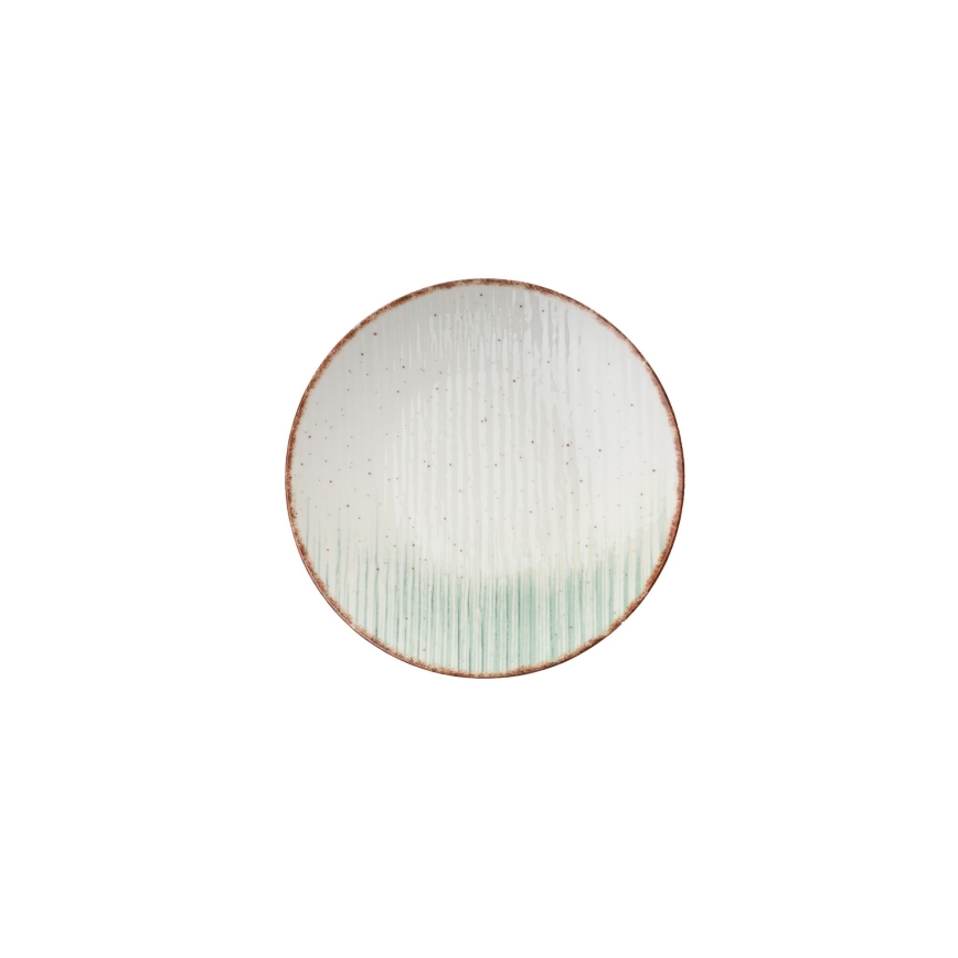 24-częściowy zestaw obiadowy, biały/zielony, porcelana